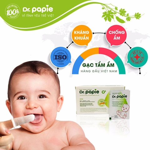 Gạc răng miệng rơ lưỡi Dr.Papie làm sạch và bảo vệ răng miệng cho bé (10 gói)