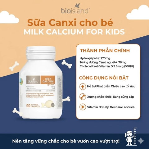 Sữa Canxi Bio Island For Kids – Bổ Sung Canxi Từ Sữa Bò Và Vitamin D3 Cho Trẻ Sơ Sinh Và Trẻ Nhỏ Xương Răng Khỏe Mạnh