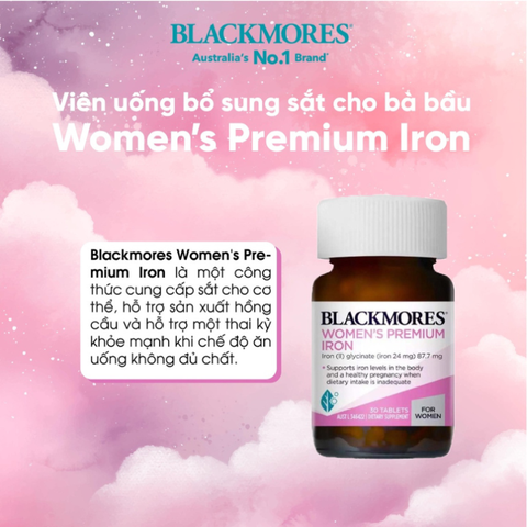 Viên Sắt Cho Bà Bầu Blackmores Women’s Premium 30 Viên - Úc