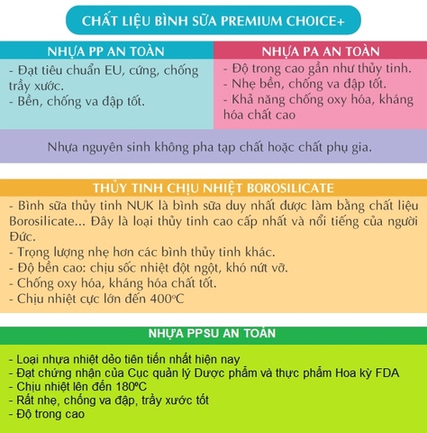 Bình sữa NUK Premium Choice+ Nhựa PP cNúm ti dẹt chỉnh nha S1-M