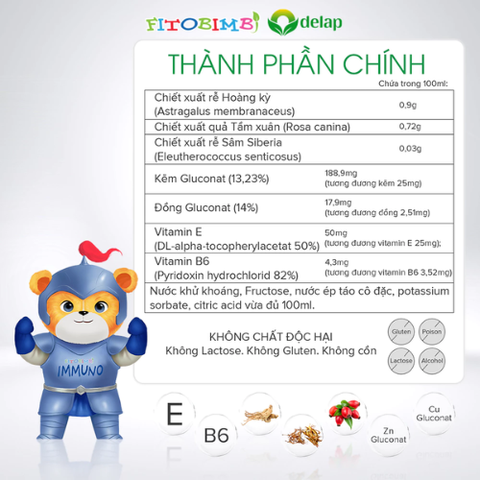 Siro FITOBIMBI IMMUNO Hỗ Trợ Tăng Đề Kháng Cho Trẻ Từ 6 Tháng Chai 200ml