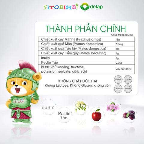 Siro FITOBIMBI ISILAX Hỗ Trợ Giảm Táo Bón 6 Trong 1 Cho Trẻ Từ 6 Tháng Chai 200ml