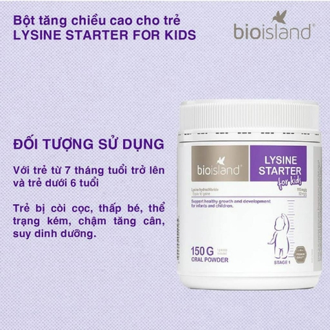 Bột Lysine BioIsland Phát Triển Chiều Cao Cho Bé Từ 6 Tháng Tuổi – Tăng Trưởng Lành Mạnh, Tăng Cân Chiều Cao Tối Ưu