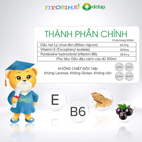 Siro Hỗ Trợ Phát Triển Não Bộ, Tốt Cho Mắt FITOBIMBI OMEGA JUNIOR, Omega Thực Vật Chai 30ml