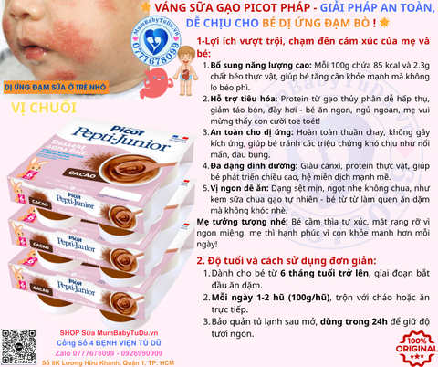 Váng Sữa Gạo Picot Pháp Dành Cho Bé Dị Ứng Đạm Bò VỊ MƠ– Váng Sữa Gạo Picot Pháp Tăng Cân An Toàn Không Đạm Bò, Không Lactose Hương Vani Chuối Táo Dành Cho Bé Sơ Sinh Táo Bón Dị Ứng Sữa Bò Chính Hãng Giá Rẻ