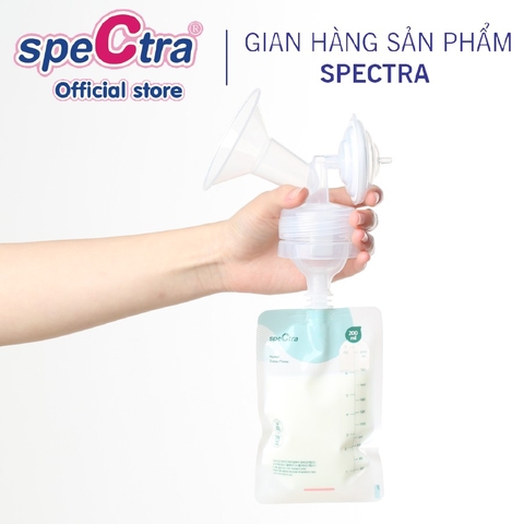 Túi Trữ Sữa Cảm Biến Nhiệt Nắp Vặn Có Cổ Nối Spectra 200ml (10 Túi/Hộp)