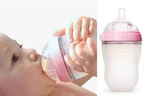 Bình sữa silicone Comotomo 250ml màu hồng cho bé từ 3M+