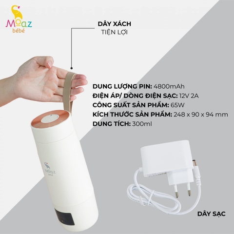 Bình đun nước pha sữa di động Moaz BéBé MB–058