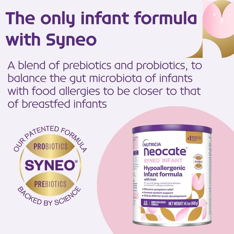 Sữa Neocate Syneo Mỹ 400g - Giải pháp tối ưu cho trẻ dị ứng đạm sữa bò, viêm ruột, hấp thu kém. Mua ngay tại Mum Baby Từ Dũ chính hãng, giao nhanh.