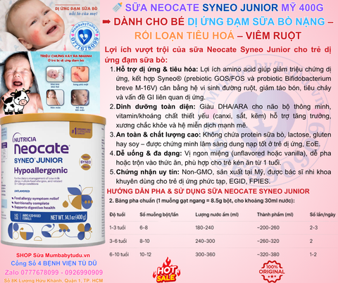 Neocate Syneo Junior - Giải Pháp Dinh Dưỡng Tối Ưu Cho Trẻ Dị Ứng Thực Phẩm