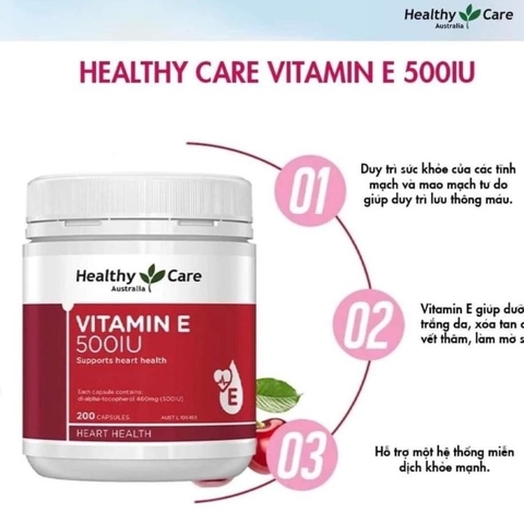 VITAMIN E HEALTHY CARE 500IU 200 viên của ÚC - mẫu mới nhất