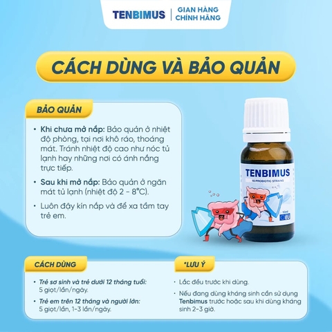 Men Vi Sinh 10 Chủng Tenbimus Bổ Sung Lợi Khuẩn Hỗ Trợ Hạn Chế Rối Loạn Tiêu Hóa Tăng Cường Sức Khỏe 2026 – Men Vi Sinh Tenbimus 10ml Nhập Khẩu Châu Âu Hỗ Trợ Cân Bằng Hệ Vi Sinh Đường Ruột Giảm Tiêu Chảy Táo Bón Nôn Trớ Khóc Dạ Đề Cho Trẻ Sơ Sinh Từ 0 Tháng An Toàn Không Đường Không Chất Bảo Quản Chính Hãng Giá Rẻ