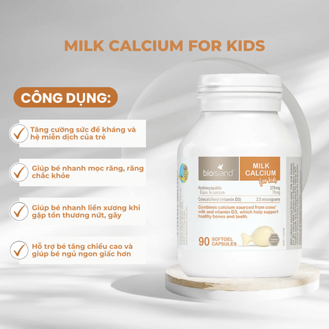 Sữa Canxi Bio Island For Kids – Bổ Sung Canxi Từ Sữa Bò Và Vitamin D3 Cho Trẻ Sơ Sinh Và Trẻ Nhỏ Xương Răng Khỏe Mạnh