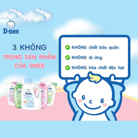 Nước Giặt Xả Dnee Baby Liquid Detergent Organic Aloe Vera Thái Lan 3000ml (Màu Xanh Lá)