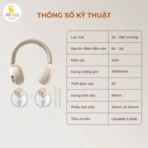 Máy hút sữa di động kèm chườm ấm cổ Moaz BéBé MB – 091