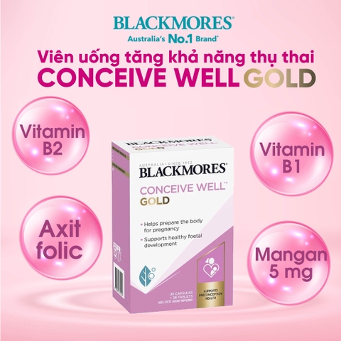 Viên uống Blackmores Conceive Well Gold Hỗ Trợ Khả Năng Thụ Thai Cho Nữ Giới Hộp 56 viên (Úc)
