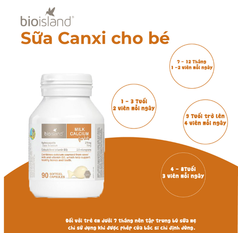 Viên nhai canxi sữa hữu cơ Bioisland For Kid bé phát triển toàn diện, cao lớn, khỏe mạnh, chống còi xương 90 viên