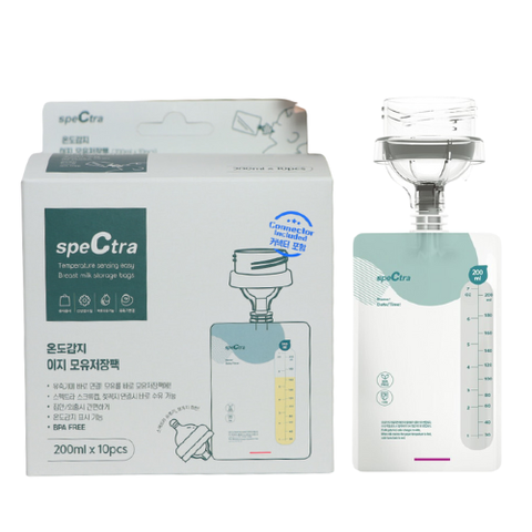 Túi Trữ Sữa Cảm Biến Nhiệt Nắp Vặn Có Cổ Nối Spectra 200ml (10 Túi/Hộp)