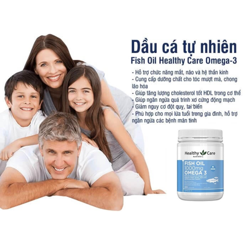 Dầu cá tự nhiên FISH OIL HEALTHY CARE Omega-3 1000mg 400 viên - Úc