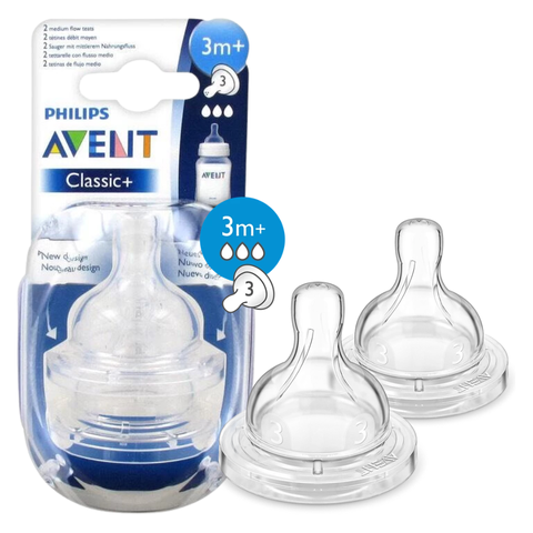 Set 2 núm ti Philips Avent chống đầy hơi SCF 633.27 cho bé từ 3 tháng