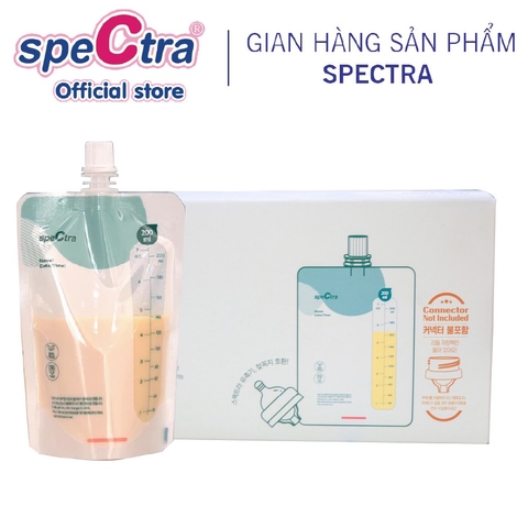 Túi Trữ Sữa Cảm Biến Nhiệt Nắp Vặn Có Cổ Nối Spectra 200ml (10 Túi/Hộp)