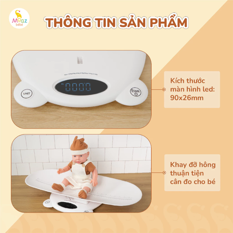 Cân điện tử kèm đo chiều cao cho bé Moaz BéBé MB - 084