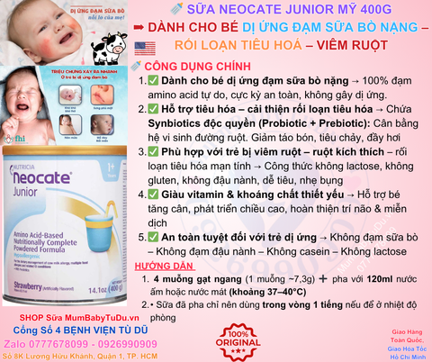 Neocate Junior Dâu Tây – Công Thức Không Gây Dị Ứng, Hỗ Trợ Tiêu Hóa Cho Trẻ