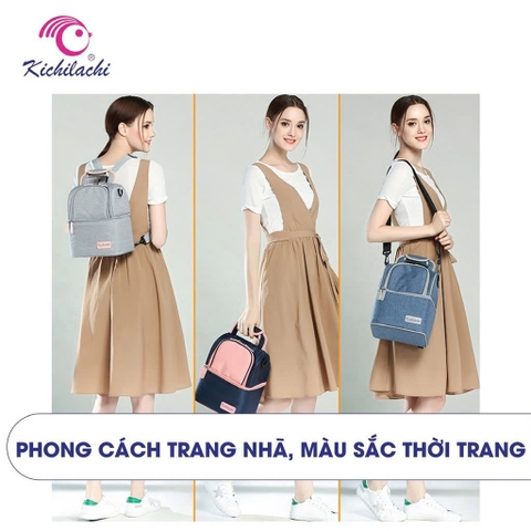 Balo Mẹ Bỉm Sữa 2 Tầng Giữ Nhiệt Bảo Quản Sữa Kichilachi