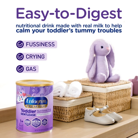 Dinh Dưỡng Enfagrow PREMIUM Gentlease Toddler Nutrition Drink – Sữa Giảm Đầy Hơi, Làm Dịu Khó Tiêu Cho Trẻ 1-3 Tuổi