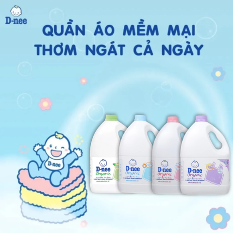 Nước Giặt Xả Dnee Baby Liquid Detergent Lovely Sky Thái Lan 3000ml (Màu Xanh Dương)