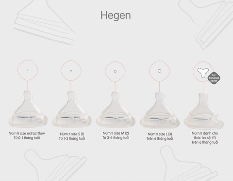 Bộ 2 Núm ti Hegen size Extract Flow số 0 từ 0 – 1 tháng Fullbox