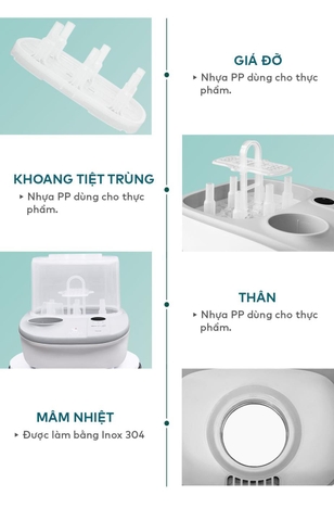 Máy hâm sữa, tiệt trùng và sấy khô đa năng Moaz BéBé MB-005