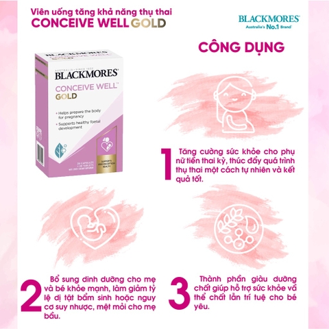 Viên uống Blackmores Conceive Well Gold Hỗ Trợ Khả Năng Thụ Thai Cho Nữ Giới Hộp 56 viên (Úc)