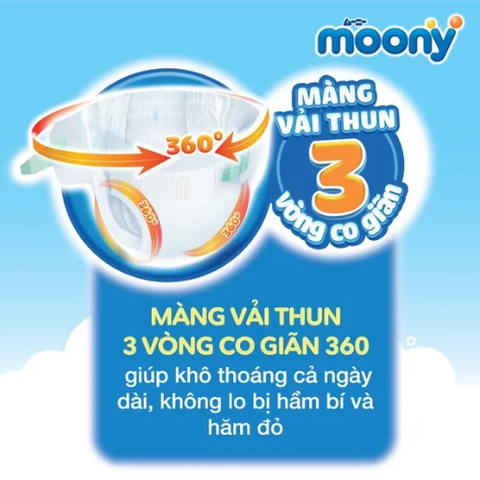 Bỉm Tã dán Moony cho bé sơ sinh size S  (dưới 5kg, 90 miếng)