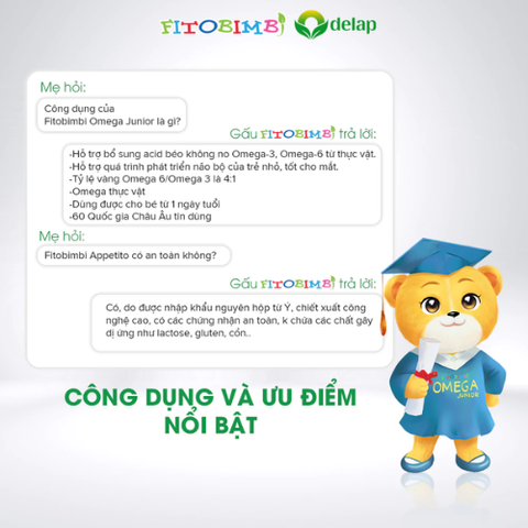 Siro Hỗ Trợ Phát Triển Não Bộ, Tốt Cho Mắt FITOBIMBI OMEGA JUNIOR, Omega Thực Vật Chai 30ml