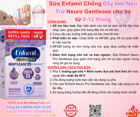 Enfamil NeuroPro Gentlease Baby Formula – Sữa Cho Trẻ Sơ Sinh Dinh Dưỡng Đầy Đủ Với Omega 3 DHA Và Choline Hỗ Trợ Phát Triển Não