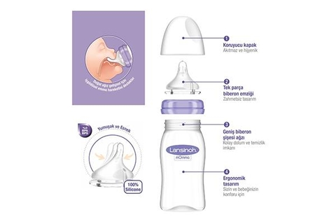 Bình sữa Lansinoh Momma 160ml - 0M+