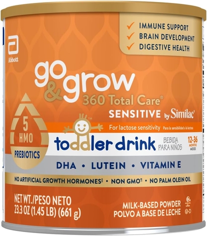 🌟 SỮA SIMILAC GO & GROW 360 TOTAL CARE SENSITIVE TODDLER DRINK 661G – THỨC UỐNG DINH DƯỠNG CHO BÉ 12-36 THÁNG HAY NÔN TRỚ & NHẠY CẢM LACTOSE, HỖ TRỢ MIỄN DỊCH VỚI 5 HMO! 🌟