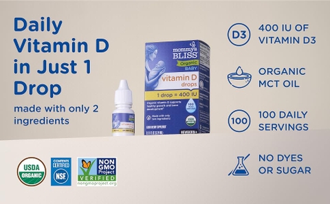 Vitamin D3 Hữu Cơ Mommy's Bliss Cho Trẻ Sơ Sinh: Giải Pháp Vàng Phát Triển Hệ Xương Khỏe Mạnh