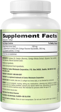 Viên Uống Bổ Não TruNature Ginkgo Biloba 340 Softgels 2026 – Viên Uống TruNature Ginkgo Biloba 120mg Bổ Sung Chiết Xuất Lá Bạch Quả Tăng Cường Trí Nhớ Tập Trung Tuần Hoàn Máu Não Giảm Mệt Mỏi Chóng Mặt Ù Tai An Toàn Không GMO Không Gluten Chính Hãng Mỹ Costco Giá Rẻ