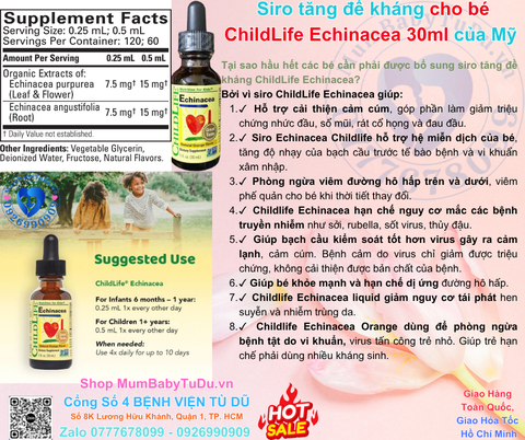 Siro Tăng Đề Kháng Và Miễn Dịch Childlife Echinacea Dạng Giọt