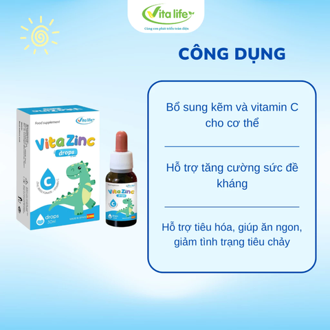 Kẽm Hữu Cơ Nhỏ Giọt Vita ZinC VitaLife 30ml – Bổ Sung Kẽm Cho Bé Ăn Ngon, Tăng Đề Kháng, Hỗ Trợ Phát Triển 2026 Chính Hãng Giá Rẻ