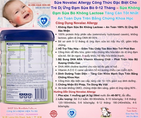 Novalac Allergy Sữa Công Thức Đặc Biệt Cho Trẻ Dị Ứng Đạm Sữa Bò 0-12 Tháng 2026 – Novalac Allergy Không Đạm Sữa Bò Không Lactose An Toàn Tăng Cân Hỗ Trợ Tiêu Hóa Miễn Dịch Chính Hãng Pháp Giá Rẻ Cho Bé Sơ Sinh Suy Dinh Dưỡng