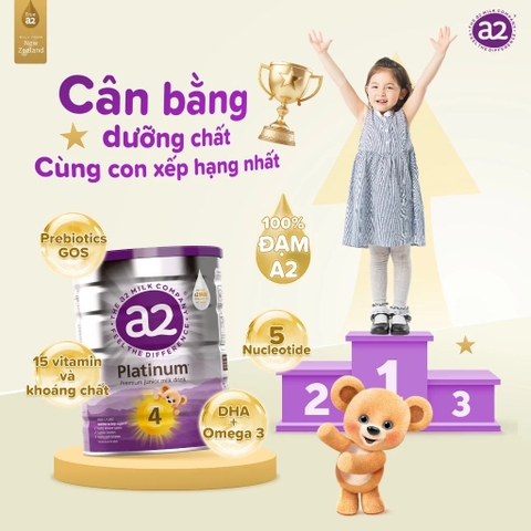 Sữa A2 Platinum Junior Milk Drink Số 4 Lon 900g (Từ 3 Tuổi Trở Lên) 2026 – Sữa A2 Đạm Quý A2 Nhập Khẩu New Zealand Tự Nhiên Dễ Tiêu Hóa Hỗ Trợ Phát Triển Chiều Cao Trí Não Hệ Miễn Dịch Sức Khỏe Toàn Diện An Toàn Không Đạm A1 Không GMO Chính Hãng Úc Giá Rẻ Cho Trẻ Tiền Học Đường