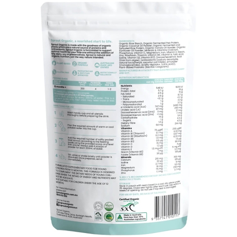 Sữa Sprout Organic Plant Based Toddler Drink 700g Cho Bé Từ 12 Tháng Trở Lên Dị Ứng Đạm Sữa Bò