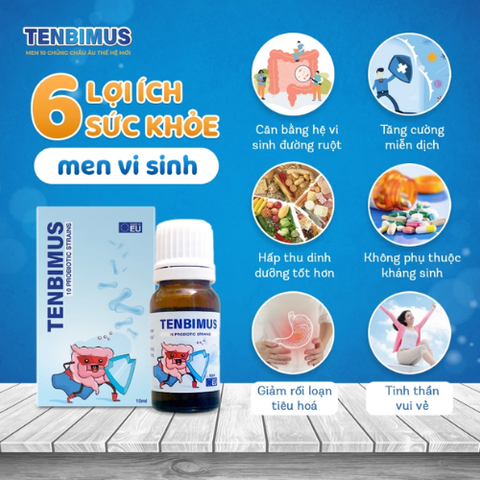 Men vi sinh 10 chủng Tenbimus giúp hỗ trợ tiêu hóa, biếng ăn, cải thiện hệ vi sinh đường ruột, tăng cường sức đề kháng