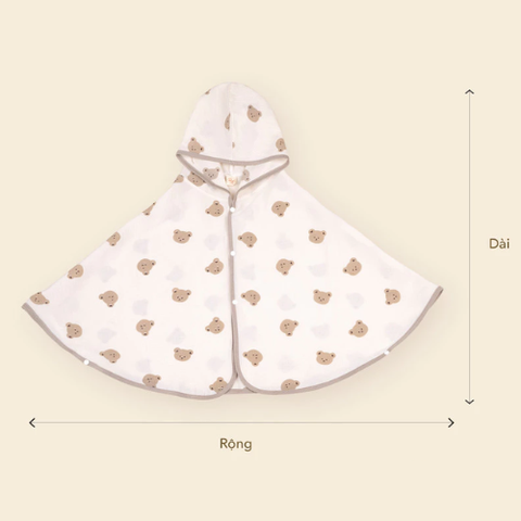 Áo choàng chống nắng Royal Monogram chất vải xốp đũi 1 lớp viền cúc thoáng mát cho 0-4 tuổi