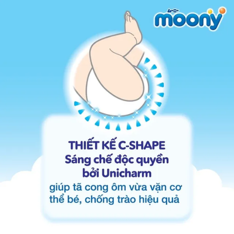 Bỉm Tã dán Moony cho bé sơ sinh size S  (dưới 5kg, 90 miếng)