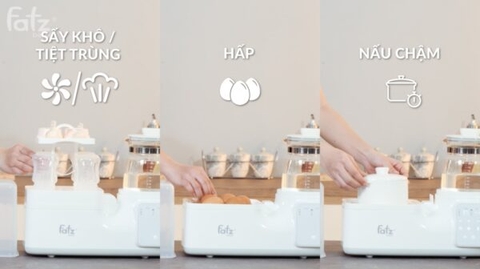 Máy đa năng điện tử (Tiệt trùng/Sấy khô/Hâm sữa/Hầm cháo chậm/Đun & Hâm nước) Multimax 3 Fatzbaby