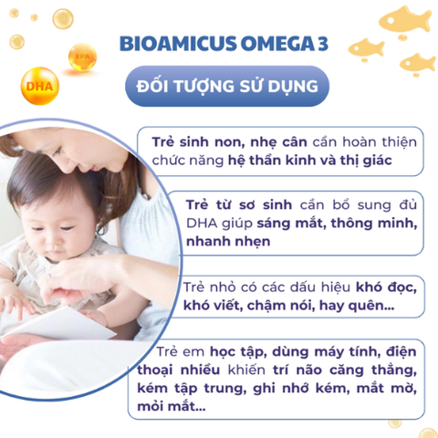 Dung dịch dầu cá tinh khiết BioAmicus Omega-3 hỗ trợ phát triển não bộ và thị giác cho bé sơ sinh hương vị cam lọ 30ml Canada